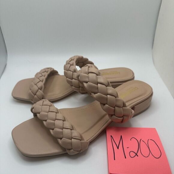 CUSHIONAIRE Women's two band braided low block heel slide sandal +Memory Foam 7 - Picture 3 of 7